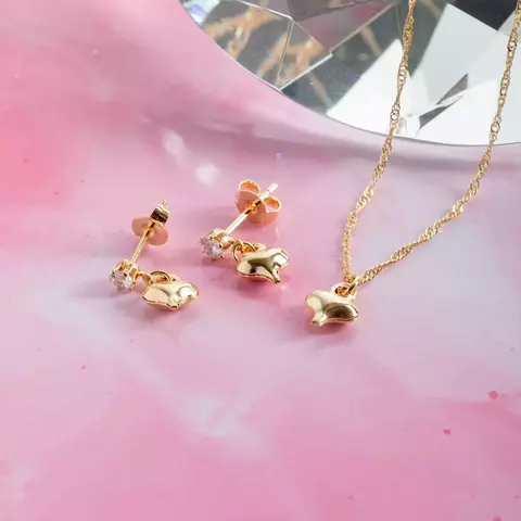 CONJUNTO INFANTIL DE CORAÇÃOZINHO CRISTAL (35CM+5CM) - BANHO OURO 18K