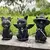 Gato preto Resina Halloween Witch Decoração, estátua do jardim e ambiente na internet