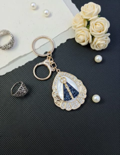 Chaveiro Nossa Senhora Aparecida Dourado Com Pedrarias