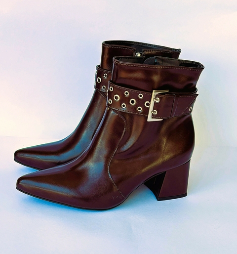 Elisa - Bota Café Salto Médio Com Tira Removível - comprar online