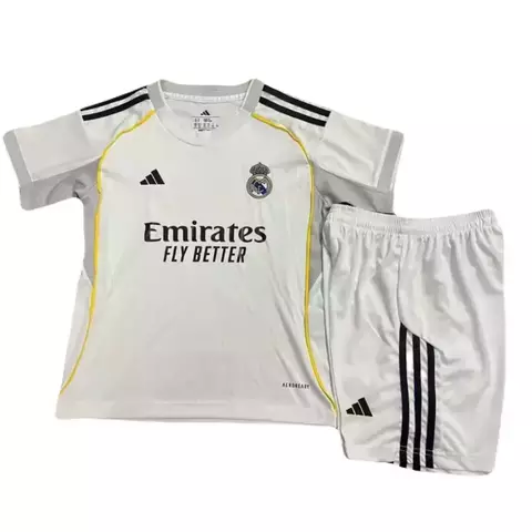 Conjunto Infantil Real Madrid I 25/26 Camisa e Shorts Branco - comprar online