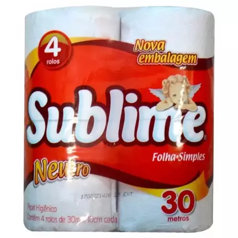 PAPEL HIGIENICO SUBLIME 4 ROLOS 30 METROS