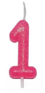VELA GLITTER ROSA NUMERO - 1