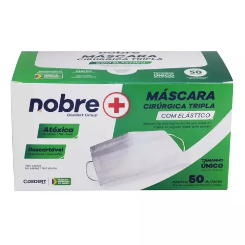 Mascara cirurgica tripla com elastico (cx. verde c/50und.) NB005 - Nobre