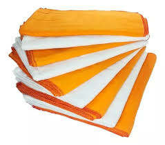 PANO FLANELA 28X48CM KIT LARANJA/BRANCO