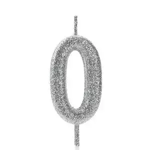 VELA GLITTER PRATA NUMERO 00 - 0