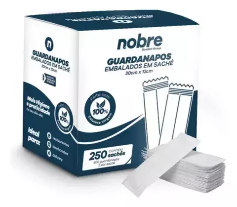 Guardanapo de papel sache. 30x12cm f. simples (Caixa c/250 saches) - Nobre