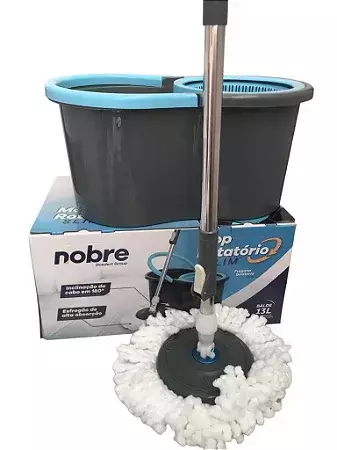 Conjunto mop rotatorio slim (balde 13L c/cesto plastico e 1 refis, Rotary Mop) - Nobre