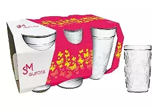 COPO VIDRO 270ML SM C/6PCS AUR