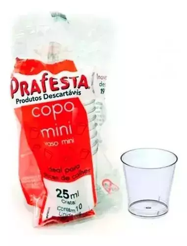 COPO MINI 25ML C/10UN CRISTAL