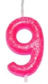 VELA GLITTER ROSA NUMERO - 9