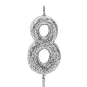 VELA GLITTER PRATA NUMERO 00 - 8