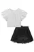 CONJUNTO DE BLUSA CROPPED EM VISCO TWILL E SAIA EM TULE COM SHORTS EMBUTIDO - loja online