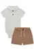 CONJUNTO DE BODY POLO EM RIBANA 1X1 E BERMUDA EM MOLECOTTON DIAGONAL