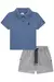 CONJUNTO CAMISA POLO EM COTTON LISTRADO FIO TINTO E BERMUDA TECIDO ECO COM ELASTANO - loja online