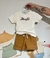 CONJUNTO DE CAMISETA EM COTTON LISTRADO FIO TINTO E BERMUDA EM COTTON JEANS na internet