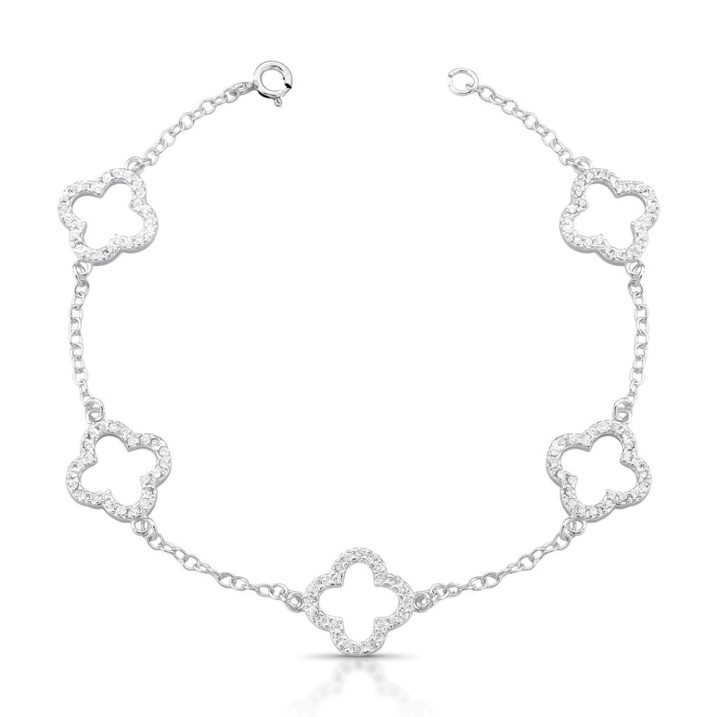 Pulseira 5 Trevos Cravejado Vazados