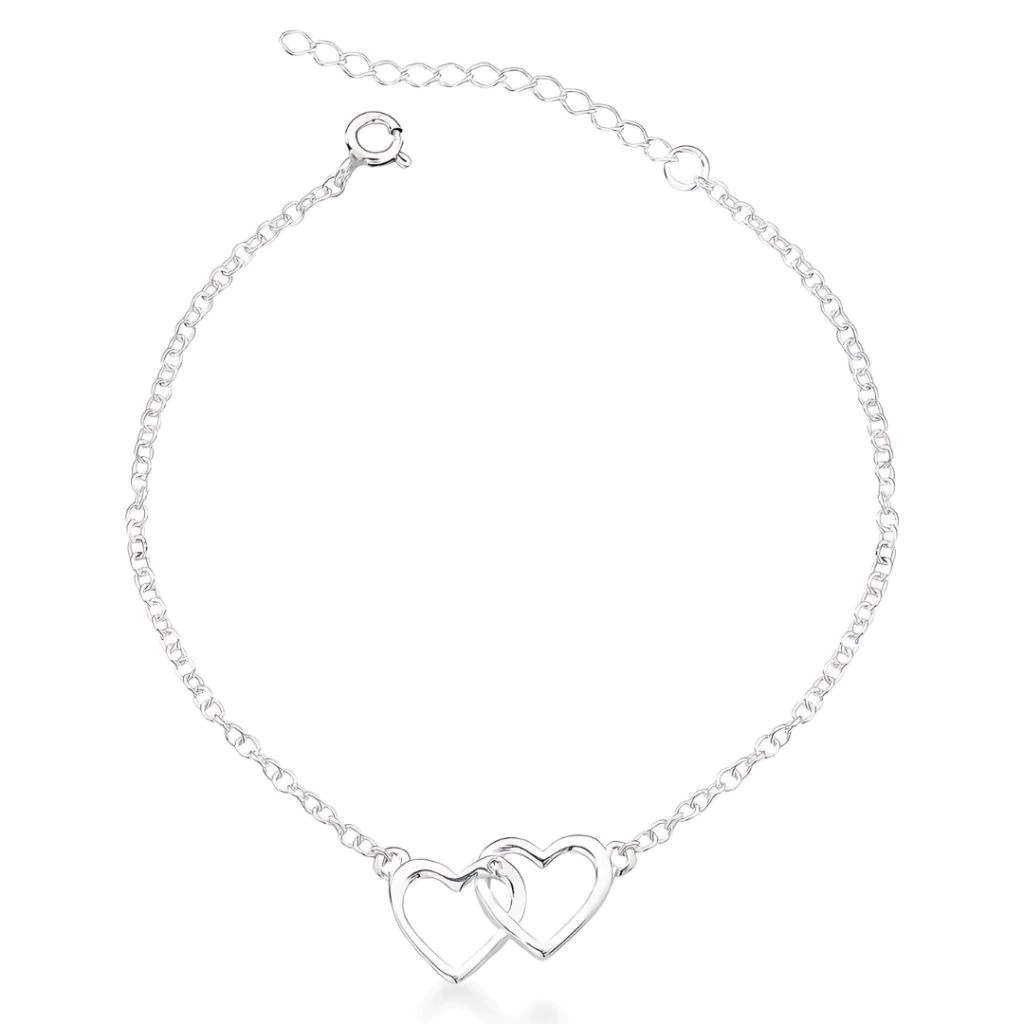 Pulseira Dois Corações de Prata