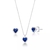 Conjunto Ponto de Luz Coração Azul Escuro de Prata - comprar online