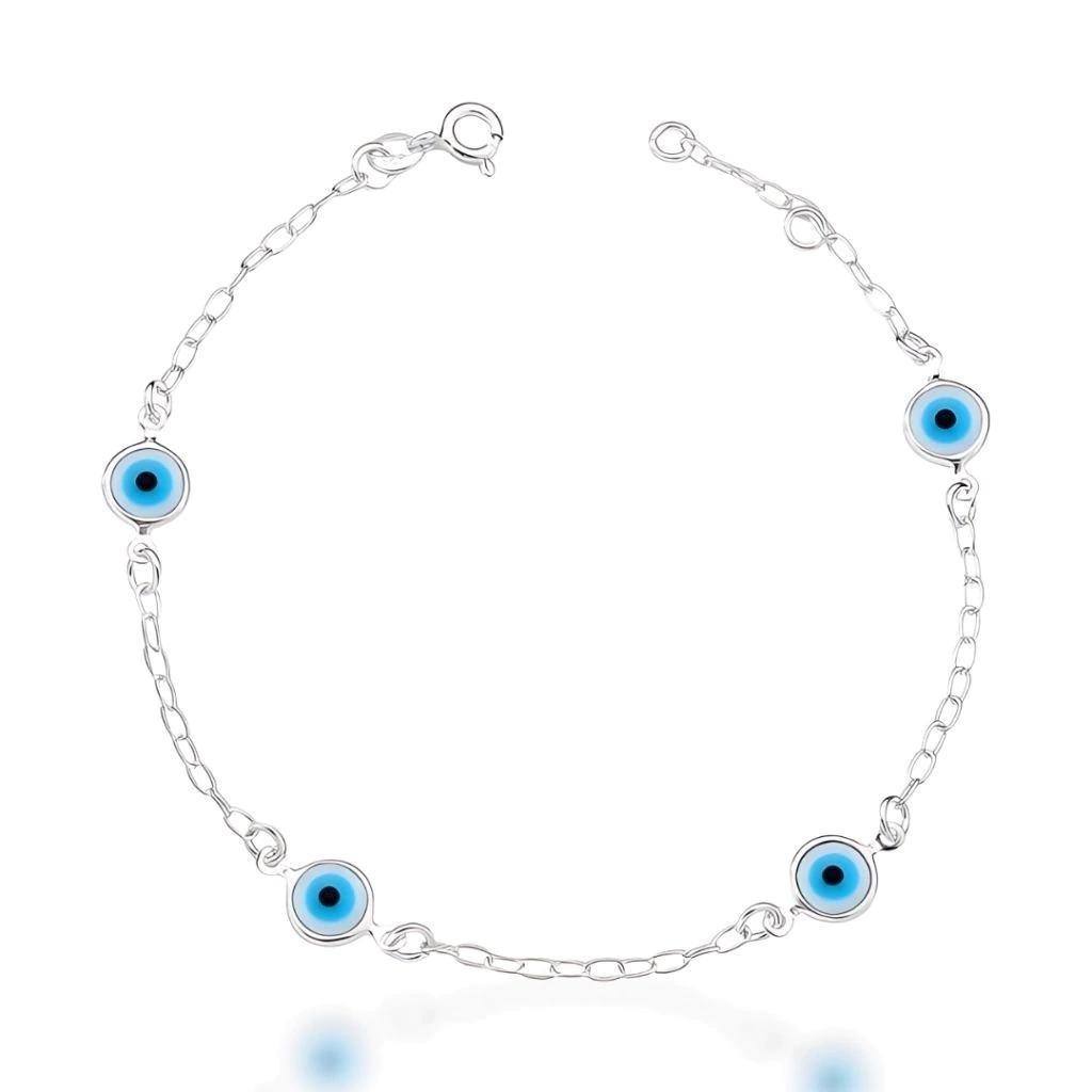 Pulseira 4 Olho Grego Separado Branco Mista