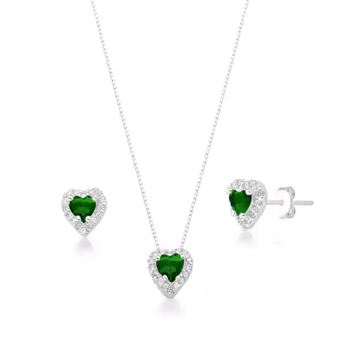 Conjunto Coração Cravejado Verde - comprar online