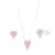 Conjunto Coração Rosa Cravejado de Prata