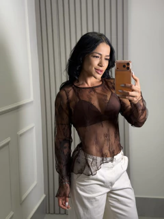 Blusa Renda Marrom