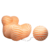 Poltrona Femminile Com Puff Listrada Laranja e Bege - comprar online