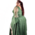 Vestido Verde Oliva Plus Size Longo Manga Capa Fenda Lurex Madrinhas na internet