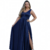 Imagem do Vestido de Festa azul tiffany Longo em lurex com fenda