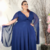 Vestido Plus Size Festa Longo com Manga Capa em Tule Ilusion - MARISA MODAS VESTIDOS DE FESTAS 