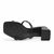 Tamanco feminino preto com salto grosso e detalhes brilhantes nas tiras.
