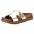 Tamanco feminino flat Moleca na cor bronze, com detalhe em design moderno e confortável.