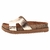 Tamanco feminino flat Moleca na cor bronze, com detalhe em design moderno e confortável.