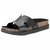 Tamanco feminino flat Moleca preto com solado em cortiça e detalhe em sintético.