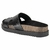 Tamanco feminino flat Moleca preto com solado em cortiça e detalhe em sintético.