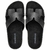 Tamanco feminino flat Moleca preto com solado em cortiça e detalhe em sintético.