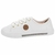 Tênis casual feminino Moleca na cor branca, com detalhes em dourado e sola de borracha.