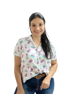 Camisa Manga Corta Estampada - Monica Posada Indumentaria