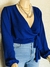 Blusa azul cruzada 3A07 - tienda en línea