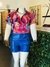 Shorts azul de vinipiel - tienda en línea