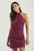VESTIDO FRENTE ÚNICA COM LUREX-VINHO / PRATA