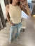 CALÇA JEANS RETA CINTURA ALTA APLICAÇÕES