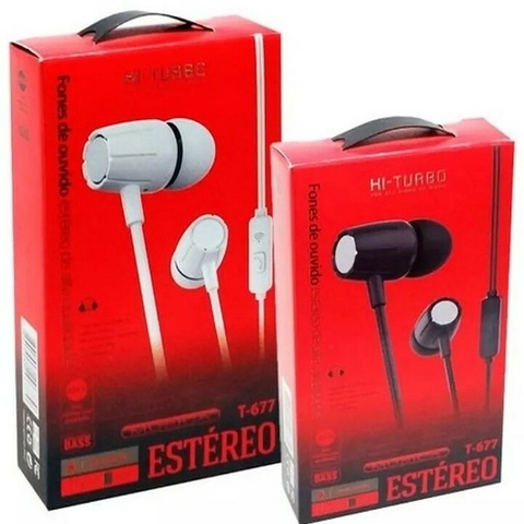 Fone De Ouvido Estereo Microfone Hi-Turbo T-677 P2, Preto