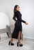 Imagem do Vestido Aline Midi Manga Longa e Gola Alta Fenda Preto