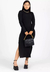 Vestido Aline Midi Manga Longa e Gola Alta Fenda Preto - Click Vestidos