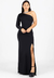 Vestido Maria Fernanda Tubinho com Fenda Uma Manga Preto Longo - comprar online