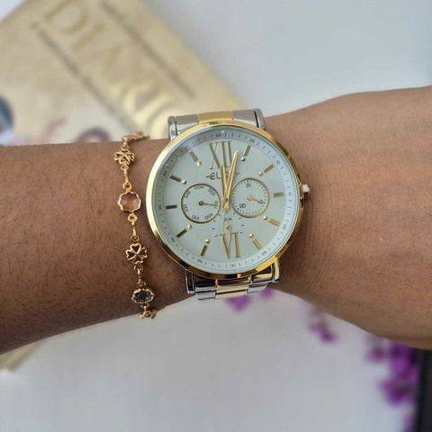 Relógio Euro Bicolor - Prata c/ Dourado - comprar online