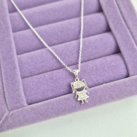 Colar Menina Cristal - Prata 925