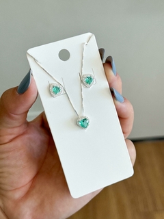 Conjunto Elegância Cravejado Coração - Aruan Pratas Atacado